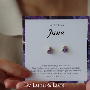 Personalisierte Birthstone Ohrstecker, Minimalistische Teardrop Edelsteinohrringe, individuelles Geburtstagsgeschenk, passende Geschenkkarte, Abschlussgeschenk