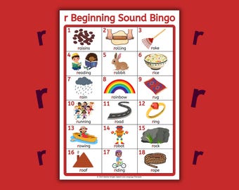 R Sound Bingo Game, Speech Therapy Articulation Cards, Phonics Activity (Printable Digital Download)