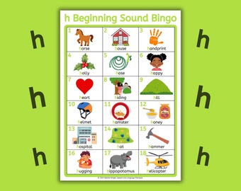 H Sound Bingo Game, Speech Therapy Articulation Cards, Phonics Activity (Printable Digital Download)