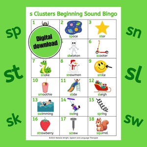 Juego de bingo de sonidos del habla (imprimible), tarjeta de sonido inicial, articulación del habla, juego de logopedia, tarjeta de fonética para niños
