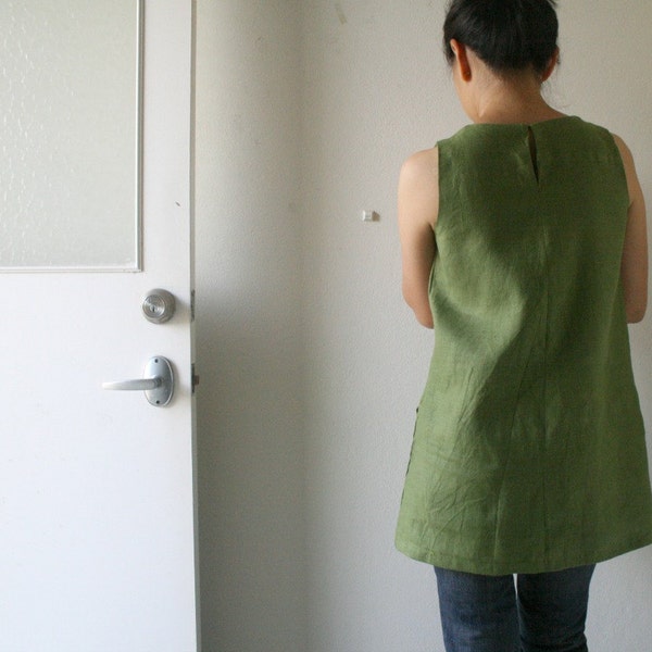 GREEN LINEN TUNIC / women linen clothing / linen top / organic / eco / flax tunic / handmade / etsy australia / pamelatang