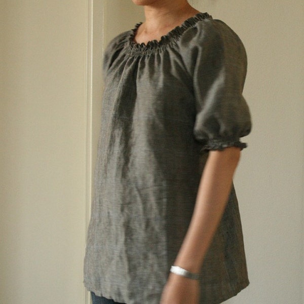 PLAID LINEN SHIRT . size xs