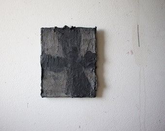 UNTITLED #193 / small original painting / modern rustic / black abstract painting