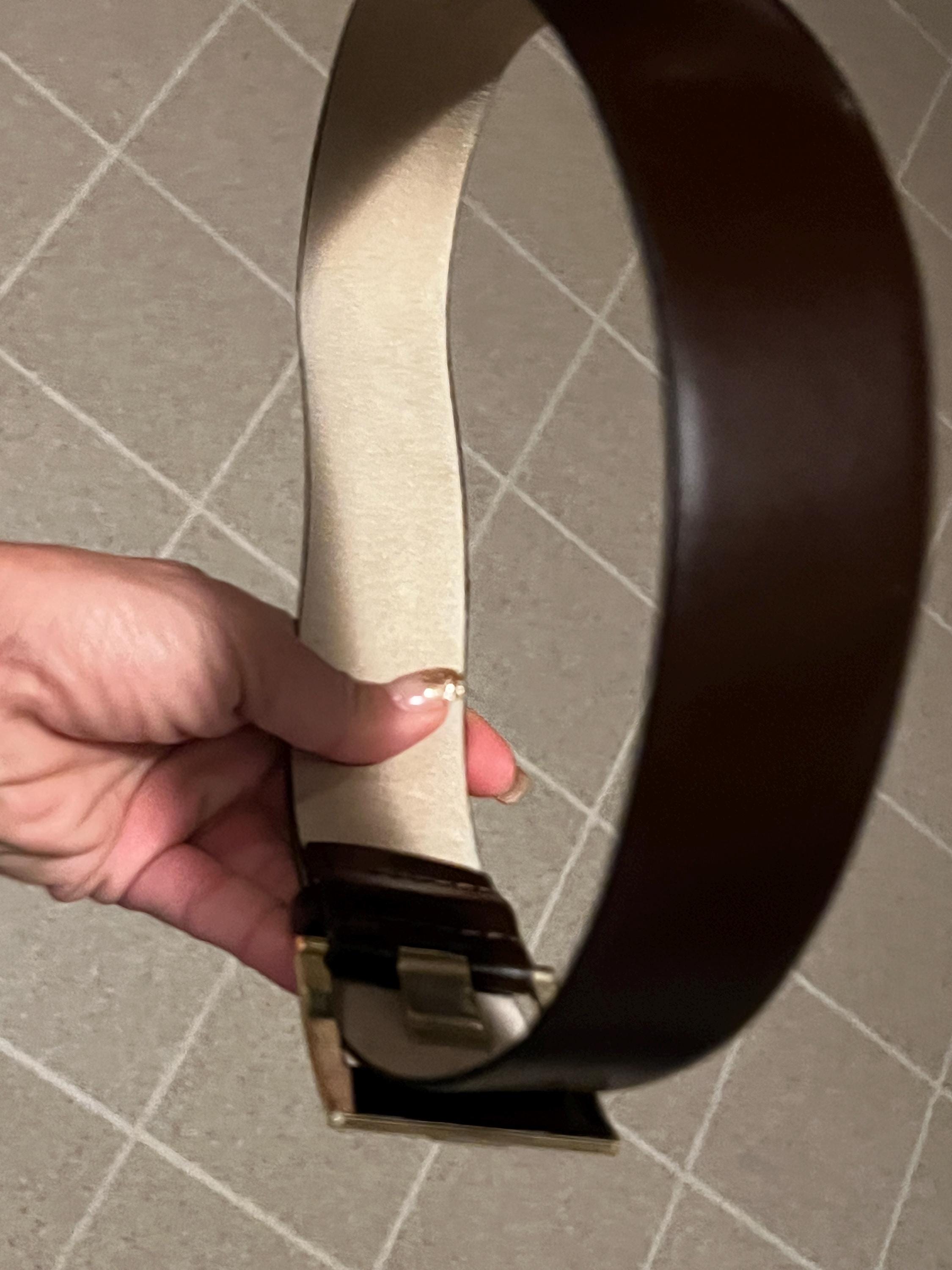 Vintage Anne Klein Brown Leather Belt, Gold Lion Buckle  display picture 2