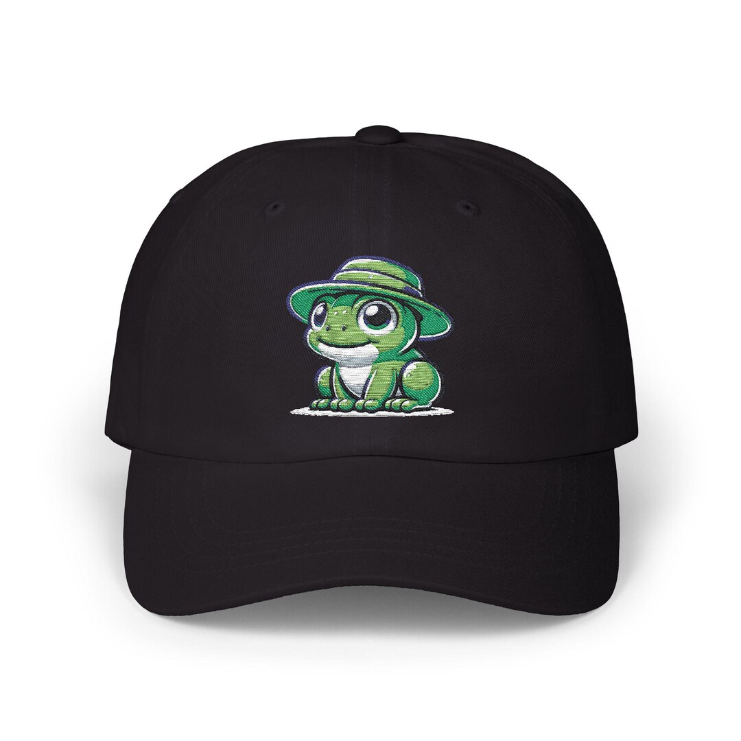 Frog Cap Graphics Dad Cap, Cute Frog Embroidered Hat, Gift for Animal Lovers, Green Frog ...