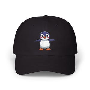 Embroidered Penguin Cap: 100% Brushed Cotton Dad Hat