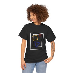 Formes asymétriques en couleurs primaires T-shirt unisexe en coton épais Noir ou blanc image 7