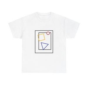 Formes asymétriques en couleurs primaires T-shirt unisexe en coton épais Noir ou blanc image 2