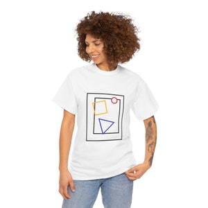 Formes asymétriques en couleurs primaires T-shirt unisexe en coton épais Noir ou blanc image 8