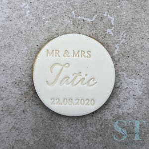 Personalized Wedding Cookie and Fondant Stamps - Name and Date + Cookie Cutter