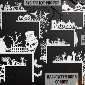 Halloween Door Corner SVG, Metal Door Topper, Halloween Door Trim Svg, Halloween Sign SVG, Spiderweb Decor, Welcome Sign, Door Corner SVG.