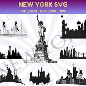 Ensemble New York Svg, New York Svg, image vectorielle New York, New York City Svg, Eps, Png, Dxf, États-Unis, Skyline Svg, New York Shirt Png.