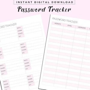 Password Tracker Printable & Fillable, Password Keeper, Password Organizer Tracker, Password List, Password Log, A4/USLetter/ PDF And JPG.