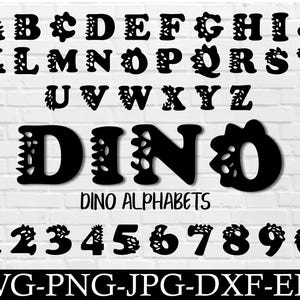 Bundle Svg alphabet dinosaure, dinosaure bébé polices Svg, dinosaures chiffres Svg, lettres dinosaure, dinosaure police Svg, fichiers dinosaure coupés, police Dino.