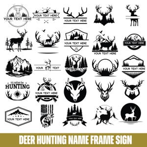 Hirsch jagen Name Rahmen Zeichen SVG Bündel, Jagd Monogramm Rahmen, Jagd SVG