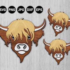3D Layered Highland Cow SVG, 3D Layered Shetland Cow, Highland Cow Mandala, Farm Animal SVG, Cute Cow SVG, Laser Cut Cow Design, Animals Svg