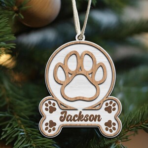Bot Paw ornamenten Svg, huisdier poot kerstboom decor gesneden bestand, Vaderdag cadeau, geheugen hangende hond kat huisdier ornament, hondenliefhebber Svg ornament