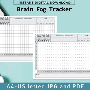 Tracker mensile della nebbia cerebrale per Remarkable Paper Pro, traccia la nebbia cerebrale giornaliera, tracker della salute, raccoglitore medico, formato A4 - US Letter PDF e JPG.
