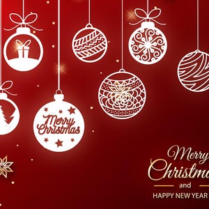 Lot de boules de Noël ornement SVG, décorations d'arbre de Noël, fichiers découpés au laser nouvel an, décorations de Noël, boule de neige flocon de neige.