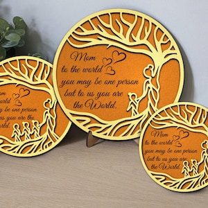 Árbol genealógico cortado a láser, soporte decorativo de madera, soporte para árbol de la vida, árbol genealógico cortado a láser, regalo para el Día de la Madre, decoración familiar, Glowforge