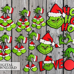 Grinch Navidad Svg Corte Láser, Paquete Grinch Svg, Adornos Grinch Personalizados Svg, Letrero De Bienvenida De Navidad Svg, Letrero De Puerta Grinch Svg.