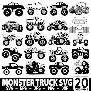 Monstertruck-Svg-Bundle, Monstertruck-Clipart, Monster Jam Trucks-Svg-Dateien, Off-Road-Svg, Hot-Wheels Monstertruck, Bagger-Svg.