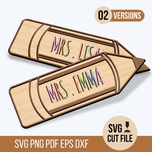 Letrero con nombre de lápiz para profesor, archivo cortado con láser, lápiz SVG, escuela SVG, monograma de lápiz SVG, adorno de regreso a clases SVG, regalo de agradecimiento para el profesor