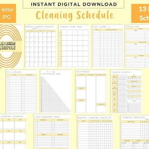 Editable Cleaning Checklist Bundle, ADHD Cleaning Planner, Home Chore Chart, Deep Cleaning Cards, Cleaning Schedule, Family Chore Chart.