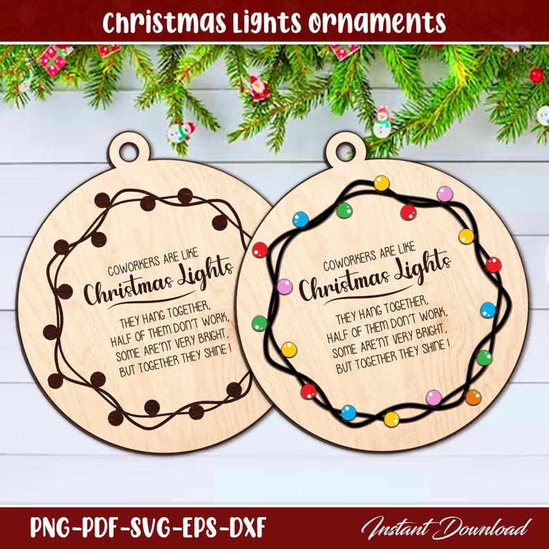 Christmas Light Ornament Svg, DIY Christmas Hang Decor, Laser Cut