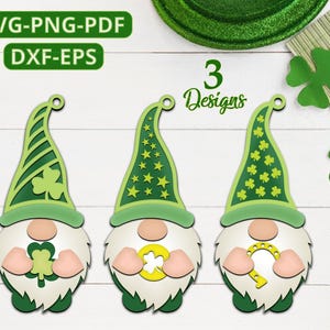 Pacote de gnomos do dia de São Patrício Svg, gnomos do dia de São Patrício Svg, Gloworge de São Patrício Svg, arquivos de corte a laser de São Patrício, decoração irlandesa, gnomo Dxf