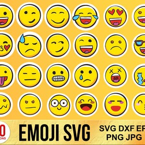 Pacote Emoji Svg, Arquivo Vetorial De Design Em Camadas, Svg Para Cricut, Clipart De Emojis, Rosto Sorridente Svg, Ícones Emoji Svg, Pacote Smiley Svg, Emoji Svg