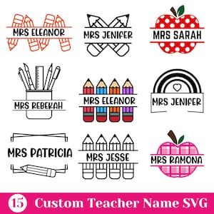 Teacher Svg Bundle, Teacher Monogram Svg Bundle, Teacher Split Monogram Svg, Teacher Name Svg, Teacher Shirt Svg, Back To School Svg.
