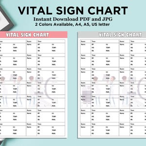 Comprehensive Vital Signs Tracker, Monitoring Vital Signs, Printable Vital Sign Chart, Vital Sign Log, Vital Sign Tracker, Vital sign Sheet.