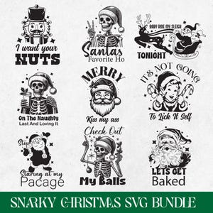 Paquete de Svg navideños sarcásticos, Svg navideños divertidos, Svg navideños sarcásticos retro, Svg de humor para adultos, Svg navideños de calaveras, archivo Svg de Papá Noel.