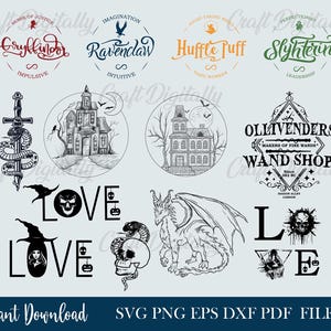 Lot de baguettes magiques Svg, Svg Harry Potter, Svg papa école de sorcier magique, Svg HP, maisons de sorcier, Halloween, Svg fête des pères pour chemises.