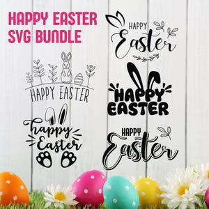 Happy Easter SVG Bundle, Easter SVG, Easter Bunny SVG, Easter Squad Svg, Easter Shirts, Easter for Kids, Cut File Cricut, Digital Download.