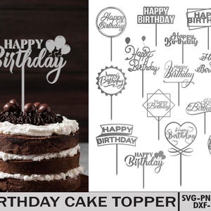 Geburtstag Cake Topper svg Bundle, Topper für Kuchen svg, Happy Birthday Laser Cut-Datei, Cake Topper Cut File, Hochzeitstorte, digitale Datei