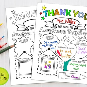 Página para colorear de agradecimiento al maestro (PDF imprimible), idea de regalo para tarjeta de la semana de agradecimiento al maestro, diversión para colorear DIY para niños y regalos para maestros.