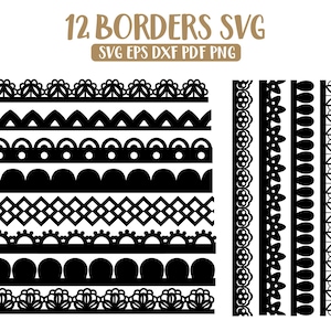 Border Svg Bundle, Lace Border Svg, Lace Frame Svg, Seamless Lace Border Svg, Invitation Frame Svg, Lace Border Clipart Vector Png Cut File.