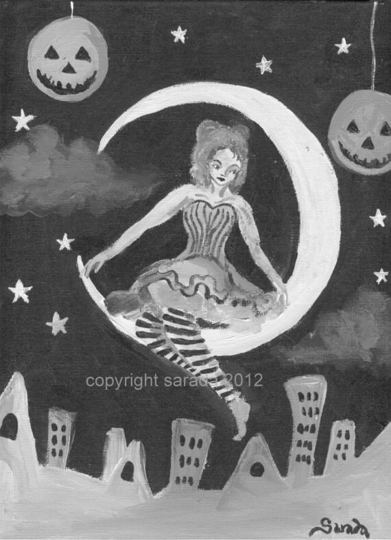 Lune Antique Vieux Faconne Cirque Noir Blanc Etsy
