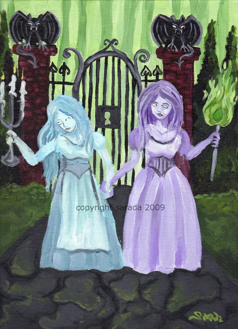 Haunted Victorian Gothic Ghost Girls Original Painting Art for