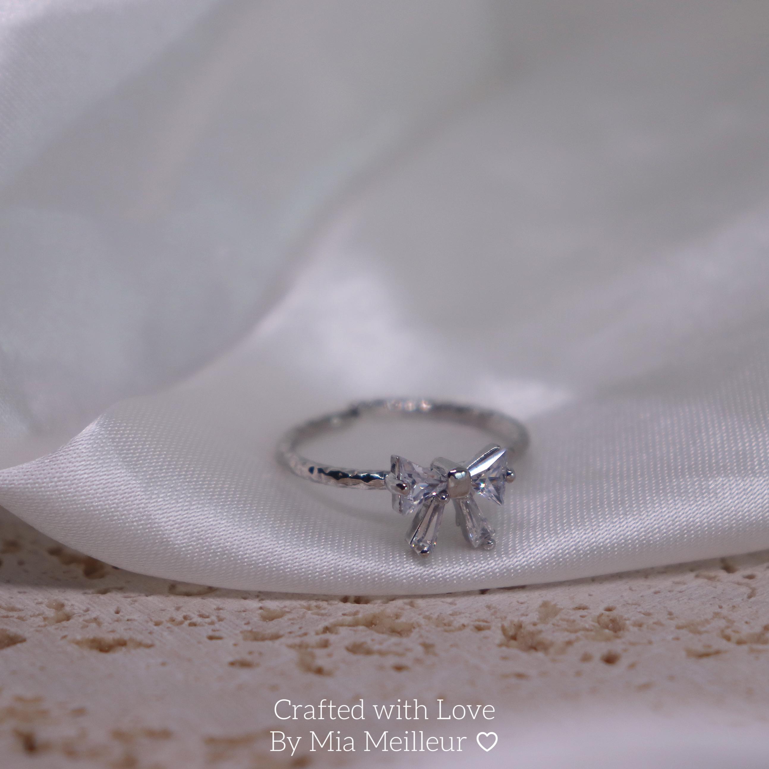 Silver Ribbon Bow Ring, Dainty Love Knot Ring, Silver Bow Silver Ribbon Bow Ring, Dainty Love Knot Ring, Silver Bow