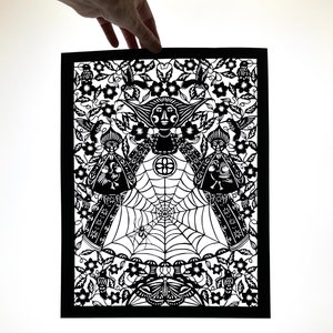 Large Intricate Our Lady Paper Cut with Spider Web Laser cut from Original Design by Ulla Milbrath image 3