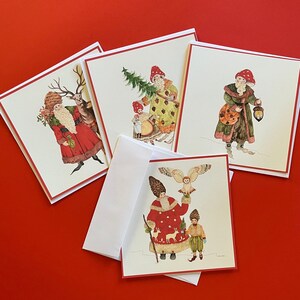 Woodland Santa Kerst wenskaart Set van 4 - Van Illustraties door Ulla Milbrath