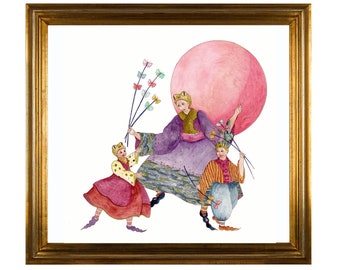 Toad Crone and the Fly Festival - Original Fine Art Watercolor Illustration by Ulla Milbrath
