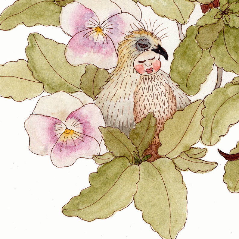 Sparrows Lullaby Original Watercolor Illustration by Ulla Milbrath image 3