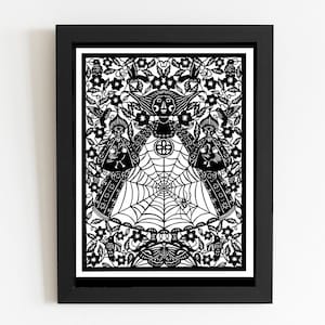 Large Intricate Our Lady Paper Cut with Spider Web Laser cut from Original Design by Ulla Milbrath image 1