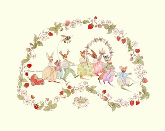 Children&#39;s Spring Parade ORIGINAL Watercolor by Ulla Milbrath