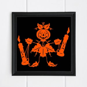 Ms. Pumpkin and Her Candle Marionettes Halloween Papercut from Original Paper Cut by Ulla Milbrath image 1