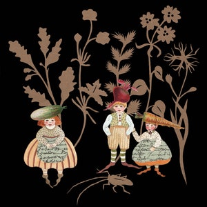 Jardin potager de bébé - carte imprimée d'art à partir d'illustrations originales de techniques mixtes par Ulla Milbrath